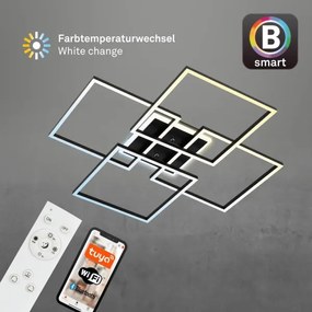 Brilo - Plafonieră LED dimabilă FRAME 50W/230V Wi-Fi Tuya + telecomandă 72,4x72,4cm negru