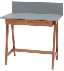 Birou cu bază din lemn de frasin Ragaba Luka Oak, lungime 85 cm, gri