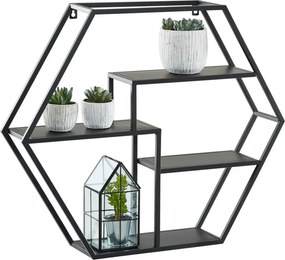 Raft POL, negru, metal, 60x13x52 cm