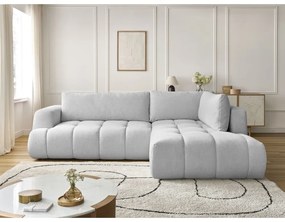 Colțar gri deschis extensibil/cu spațiu de depozitare (cu colț pe partea dreaptă/în formă de ”L”) Fuji – Bobochic Paris