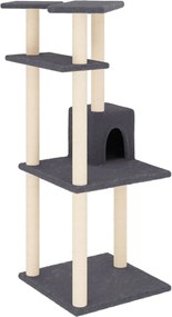 vidaXL Ansamblu pisici cu stâlpi din funie sisal, gri închis, 123 cm