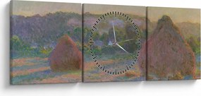 Tablou - Claude Monet, Stacks of Wheat (End of Summer) , reproducere (cu ceas) (90x30 cm)