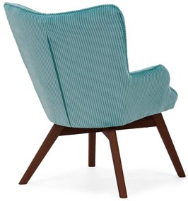 Fotoliu turcoaz cu tapițerie din catifea reiată Niko – Ropez