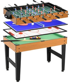 HOMCOM Masă de Joc 4 în 1 cu Fotbal de Masă, Biliard, Ping-Pong și Air Hockey, Vârstă 6+ Ani, 107x61x84,5 cm, Multicolor | Aosom Romania