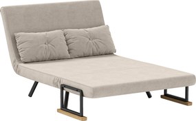 HOMCOM Canapea Pat de 2 Locuri cu Spătar Reglabil pe 5 Nivele și 2 Perne din Material Capitonat, 102x73x81 cm, Crem Alb | Aosom Romania