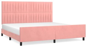 3125902 vidaXL Cadru de pat cu tăblie, roz, 200x200 cm, catifea