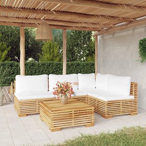 3100901 vidaXL Set mobilier grădină cu perne, 5 piese, lemn masiv de tec