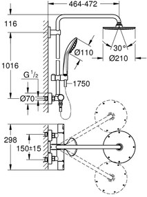 Coloana dus Grohe Vitalio Joy System 210, termostatata, crom - 27965000