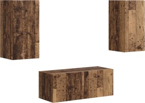 vidaXL Set comodă TV Pe perete 2 pcs Lemn vechi Lemn compozit