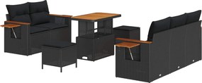 vidaXL Set de canapele pentru grădină cu pernă 8 pcs Negru