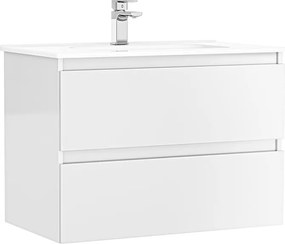 Set dulap baza suspendat Gala Daily alb 2 sertare cu lavoar 80 cm