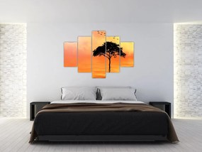 Tablou cu copac în apus de soare (150x105 cm)