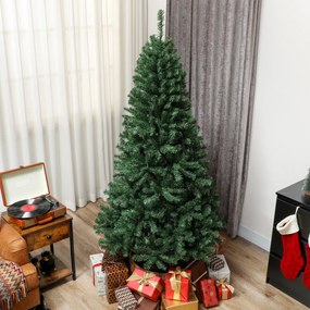 HOMCOM Brad de Crăciun Artificial 200 cm cu 1000 Ramuri și Bază Pliabilă, Verde | Aosom Romania
