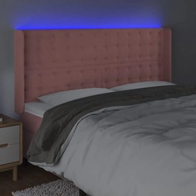 Tablie de pat cu LED, roz, 203x16x118 128 cm, catifea 1, Roz, 203 x 16 x 118 128 cm