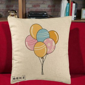 Perna Decorativa Baloane Petrecere, 40x40 cm, Bej, Husa Detasabila, Perna Inclusa, BEKZ®