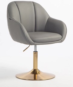 HR2055N Scaun Gri din Piele Ecologica cu Bază Aurie