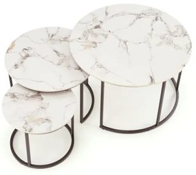 Set de 3 mese de cafea COMORO, alb/negru