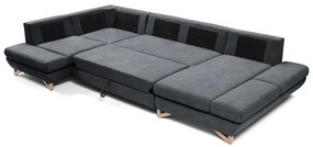 Colțar extensibil tapițat AVESTA, tip U, cu spațiu de depozitare, antracit