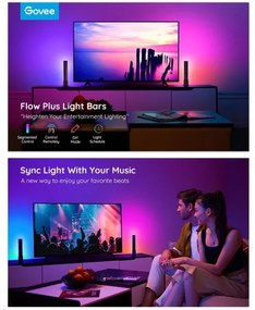 Govee - Set 2x Flow Plus SMART LED TV & Gaming RGBICWW Wi-Fi