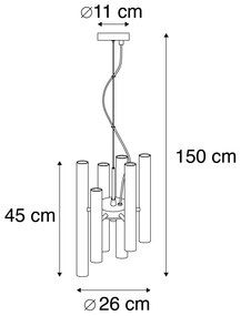 Lampă suspendată Art Deco neagră cu 12 lumini - Tubi