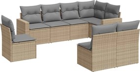vidaXL Set canapele de grădină, 8 piese, cu perne, bej, poliratan