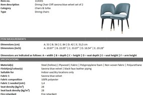 Set de 2 scaune design elegant Cliff, albastru 114301 HZ