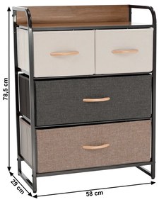 Comodă cu sertare din material textil HAZEL TIP 2,maro, M