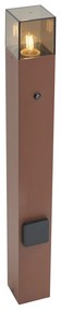 Bornă de exterior industrială Maro ruginiu cu sticlă fumurie 70 cm cu senzor crepuscular IP44 - Denmark