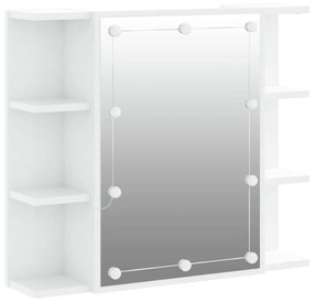 808879 vidaXL Dulap cu oglindă și LED, alb extralucios, 70x16,5x60 cm