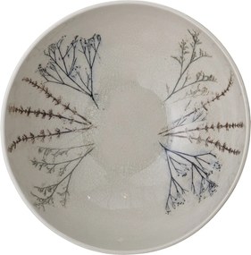 Bol de servire din ceramică, natur, cu ilustrații botanice pictate manual, 30.5x11 cm, „Bea"