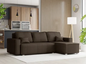 Canapea extensibila cu colt bilateral SMART COSARO, maro inchis + 2 perne GRATUITE