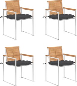 vidaXL Scaune de grădină cu perne, 4 buc., lemn masiv de tec