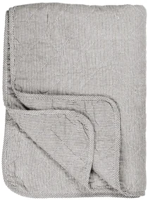 Patura alba din bumbac cu dungi gri 130x180 cm