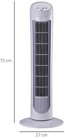 HOMCOM Ventilator Turn Oscilant cu 3 viteze, Ventilator Piedestal din Plastic ABS, 27x27x75 cm, Negru | Aosom Romania