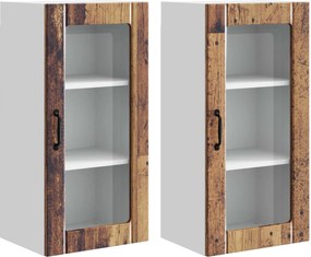 vidaXL Dulap de bucătărie cu raft 2 pcs Lemn vechi 40 x 31 x 80 cm