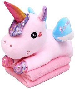 UNICORN de plus cu patura pentru copii Culoare roz