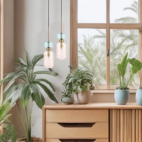 Lustră pe cablu MOLLY 1xE14/40W/230V d. 12 cm auriu/roz/albastru