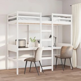 vidaXL Cadru pat supraetajat fără saltea alb 75x190 cm lemn masiv pin