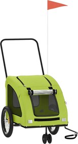 vidaXL Remorcă de bicicletă animale companie, verde textil oxford/fier