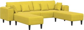 vidaXL Canapea cu pernă 3 pcs Galben Catifea