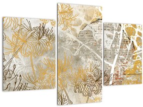 Tablou - Vintage perete cu flori (90x60 cm)