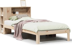 vidaXL Pat cu bibliotecă fără saltea, 100x200 cm, lemn masiv pin