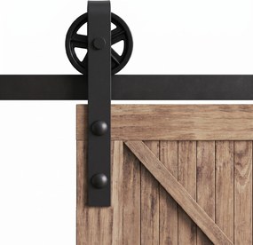 HOMCOM Kit Usa Glisanta 100kg max din Otel Carbon, pentru Usi Glisante cu Sina, 2 Manere, 2 Opritoare Usa, 2 Opritoare Podea, 183x4x0.6 cm