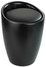 Coș de rufe cu scaun CANDY, negru mat, 2in1, WENKO