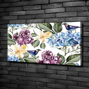 Imprimare tablou canvas Flori și păsări