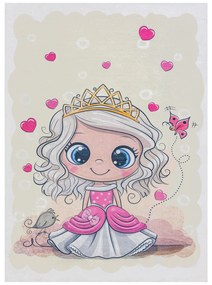 BAMBINO 43020 covor lavabil Prințesă, stele pentru copii anti-alunecare - crem / roz