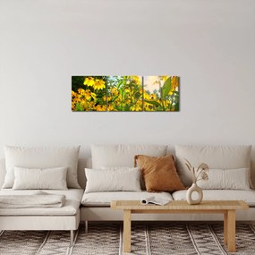 Tablou - Flori galbene (cu ceas) (90x30 cm)
