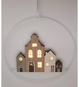 Decorațiune de Crăciun suspendată Winter Houses II, 30 cm, luminoasă, pe baterii
