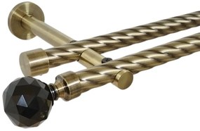 Galerie dubla twist picior universal fara inele prindere perete kula crystal negru 19/19 mm aur antic (Alege marime: 120 cm)