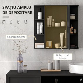 Homcom Dulapior Baie cu Oglinda – Lemn Alb 66×17×63 cm | Aosom Romania